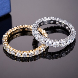 Anillo Apilable Messi Jewelry MS-308, Anillo de Eternidad de Oro de 18k, 14k y 10k con Diamantes Moissanite - Product Image 1