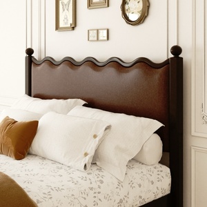<span class=keywords><strong>Cama</strong></span> Americana Vintage <span class=keywords><strong>de</strong></span> <span class=keywords><strong>Madera</strong></span> Maciza <span class=keywords><strong>de</strong></span> 1.8m para Dormitorio Principal, <span class=keywords><strong>Cama</strong></span> <span class=keywords><strong>de</strong></span> Matrimonio <span class=keywords><strong>con</strong></span> Cabecero Ondulado Tallado, <span class=keywords><strong>Respaldo</strong></span> Acolchado Suave y Patas Antideslizantes Silenciosas - Product Image 2