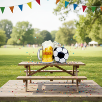 Ballon en aluminium en forme de chopes de bière dorées de 22 pouces – Personnalisable, réutilisable, pour décoration de fête sur le thème du football, fournitures d'anniversaire