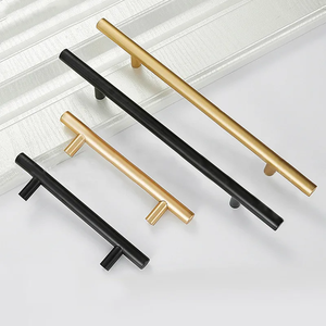 Tiradores Modernos para Armarios de Dormitorio, Perillas Rectas en Negro Cepillado y Dorado, Tiradores para Puertas de Cocina y Muebles - Product Image 3