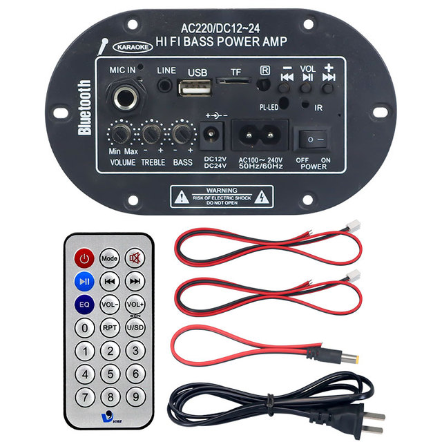 VIRE Digital Class D Amp Module Car Mounted Subwoofer Bluetooth 5.0 Audio Power Amplifier Board Max 200W 12V-24V High Power