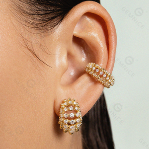 Gemnel - Pendientes de Aro Redondos Huecos de Plata de Ley 925 con Baño de Oro de Lujo y Circonitas Pavé, Atractivos y Elegantes - Product Image 6