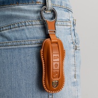 Étui pour clés pour Panamera Cayenne Macan 911 718 pour hommes - Style ethnique en cuir de vachette avec forme 3D, protection intégrale