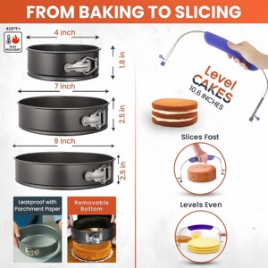 Ensemble <span class=keywords><strong>de</strong></span> 700 outils <span class=keywords><strong>de</strong></span> pâtisserie avec moules à charnière, niveleur <span class=keywords><strong>de</strong></span> <span class=keywords><strong>gâteau</strong></span>, plateau tournant et fournitures <span class=keywords><strong>de</strong></span> décoration <span class=keywords><strong>de</strong></span> gâteaux - Product Image 5