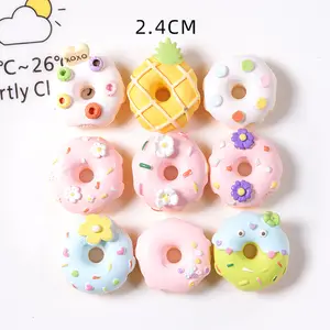 new style hand paint craft simulation flat back round doughnut resin cabochon for brooch jewelry making