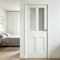 Portes intérieures de maison en bois massif blanc avec verre dépoli transparent