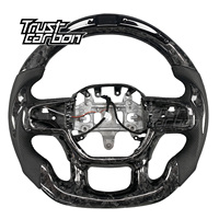 Volant en fibre de carbone forgé personnalisé pour Dodge Ram TRX 1500 3500 4500 18-22 Rebel avec LED Rpm et poignées en cuir noir