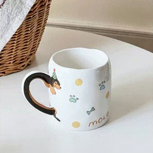 Taza <span class=keywords><strong>de</strong></span> café y leche <span class=keywords><strong>de</strong></span> cerámica <span class=keywords><strong>de</strong></span> 320 ml con diseño japonés resistente a altas temperaturas, con asa, para el hogar, con diseño <span class=keywords><strong>de</strong></span> perro Dachshund. - Product Image 6