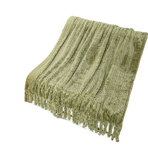 Manta de lana de franela verde hierba en relieve Vintage con trenzas únicas, manta personalizada cálida suave y esponjosa para el hogar - Product Image 1