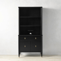 Lavenir Meuble de rangement haut ouvert en bois, bibliothèque avec base de rangement dissimulée, personnalisable