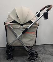 Poussette pour animaux de compagnie USMILEPET 2 en 1, porte-animaux détachable, pliable, roues amortissantes, capote réglable, poussette pour chien de taille moyenne 30 kg