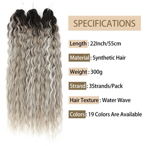 GLADYS Treccine Sintetiche Ombre Grigio 22 Pollici, 3 Pezzi, Onde Acqua, Riccioli per Extension Capelli, Treccine all'Uncinetto, Ombre Biondo - Product Image 2