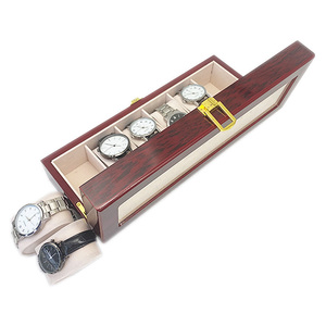 Boîte à <span class=keywords><strong>montre</strong></span> de poche rectangulaire en bois de luxe personnalisée avec gravure, emballage cadeau réutilisable à 6 emplacements pour hommes, OEM/ODM disponible - Product Image 5