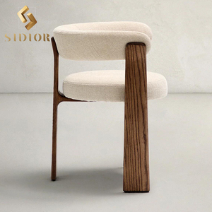 Chaises modernes de luxe en bois et laine bouclée pour café et restaurant, fauteuils de salle à manger en tissu, tables et chaises de restaurant - Product Image 2