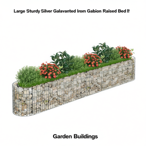 Cama elevada de gabiones de hierro galvanizado plateado, grande y robusta, para jardín - Product Image 1