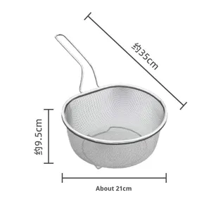 Scolapasta da Cucina - Cestello per Friggere in Acciaio Inox con Manico per Cucinare Verdure, Pesce, Frutti di Mare e Riscaldare Cibi - Product Image 6