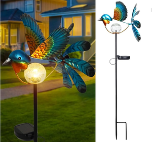 Chim ruồi LED crackled Glass <span class=keywords><strong>Globe</strong></span> ngoài trời trang trí nội thất sắt đèn cơ thể cảnh quan chiếu sáng vườn Stakes - Product Image 1