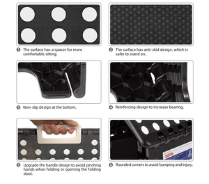 9 Inch Folding <strong>Step</strong> <strong>Stool</strong> Adult Kids Black EN 581 Gift Packing Easy Carry <strong>Step</strong> up <strong>Stools</strong> &amp; Ottomans for Room Supermarket - Product Image 4