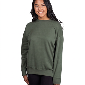Sweat-shirt à col montant en molleton décontracté pour femme, tissu brossé de qualité supérieure, couleur unie, manches longues, broderie personnalisée, vêtements universitaires - Product Image 1