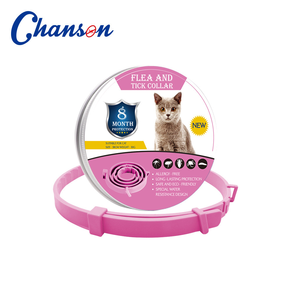Collier anti-puces rose pour chat en conserve-38 cm