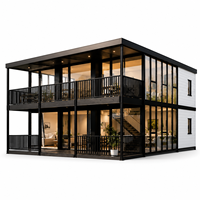 Maison conteneur préfabriquée extensible, extérieur gris, structure en acier, maison modulaire compacte, ADU, hôtel, villa, bureau de jardin, unités de location