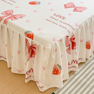 Soft Polyester Microfiber Floral <strong>Disperse</strong> <strong>Printed</strong> Bed Skirts Bedspread <strong>Set</strong> Bed <strong>Sheet</strong> Bilateral Bedskirt + Pillowcase Bed <strong>Sheets</strong> - Product Image 4