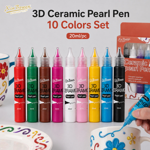 ปากกาเพ้นท์เซรามิก Xin Bowen 3D แบบมีประกายมุก <span class=keywords><strong>10</strong></span> สี 20 มล. สีเซรามิกแบบมันเงา กันน้ำ ติดทนนาน สำหรับเพ้นท์แก้ว จาน ถ้วย - Product Image 4