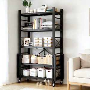 Étagère de rangement moderne en acier au carbone robuste de 80 cm, sans assemblage, CA006, pliable, réglable en hauteur, à plusieurs niveaux - Product Image 5