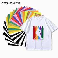 Vinilo Termotransferible de PVC Mate No Adhesivo en Rollo, Multicolor, Material para Creación de Letras y Números en Prendas, para Plotter de Corte Renlitong