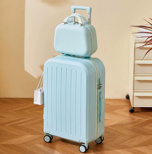 Ensemble de bagages de voyage rigides 2 pièces avec logo personnalisé, taille <span class=keywords><strong>cabine</strong></span> 18 pouces, roues pivotantes, matériau ABS, <span class=keywords><strong>valise</strong></span> pour voyager - Product Image 1