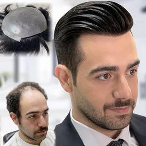 วิกผมสำหรับผู้ชายผมชาวอินเดียนแดงแท้1B 0.06มม. ผิวบางพิเศษฐานหนัง PU ระบบสำรองสำหรับผู้ชายหัวล้าน - Product Image 1