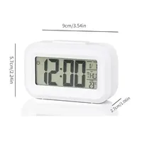 Reloj Despertador Digital LED Multifunción Moderno, Decoración de Escritorio Cuadrada de Plástico, Calendario Electrónico de Escritorio para Dormitorio, Pantalla de Hora