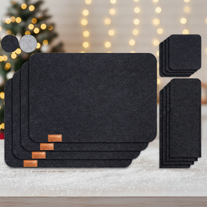 Klassieke vilten tafelonderzetters en placemats, wasbaar, met gepersonaliseerd lederen logo, hittebestendig & milieuvriendelijk - Product Image 6