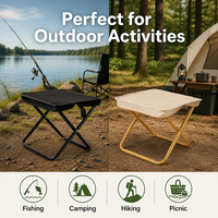 Tabouret pliant de voyage portable en acier au carbone avec poche intégrée pour la pêche, les sorties et les trajets en train