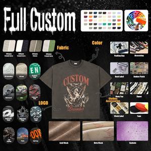 Camisetas de Corte Cuadrado para Hombre, 300 g/m², 100% Algodón, Color Gris Desteñido, Estampado Gráfico con Diseño de Polilla, Camiseta Extra Grande y Gruesa - Product Image 5