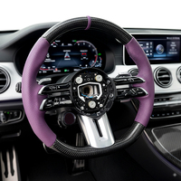 Commandes multifonctions de volant en cuir perforé violet en fibre de carbone sur mesure de style AMG pour Mercedes-Benz CLS W218 C300