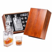 Luxe glazen vintage loodvrije whisky decanterset met aangepaste verpakking houten/premium cadeauverpakking