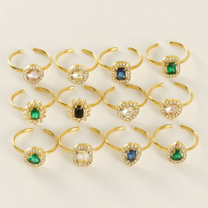 Nhẫn Halo CZ phong cách Victoria cổ điển mạ vàng 18K PVD, thép không gỉ 316L, có thể điều chỉnh, không bị xỉn màu - Product Image 2