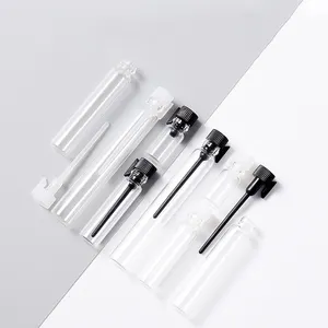 도매 공장 1ml 2ml 3ml 투명 무료 샘플 튜브 유리 향수 유리 병 플라스틱 뚜껑