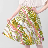 Kemeja Wanita Pikake Pink Lokelani Plumeria Light Sage Outline Putih 100% Katun Stretch Ramah Lingkungan Bahan Poplin Eropa