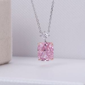 Collar Messi Jewelry MSN-658 con Diamante de Carbono Rosa de 5 Quilates, Circonita Cúbica, Corte Princesa, Colgante de Plata para Uso Diario - Product Image 2