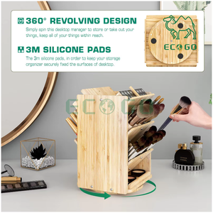 Bamboo <b>Desk</b> Organizer Storage Wood Office Rotating <b>Desk</b> Accessories <b>Pencil</b> <b>Holder</b> Storage - Product Image 3