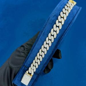 Pulsera de Diamantes Moissanite Más Vendida, Plata de Ley 925, 15MM, Hecha a Mano, Estilo Hip Hop Cubano, a Precio de Exportación - Product Image 1