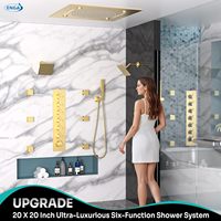 Système de douche carré de luxe Homedec avec jets corporels, 2 fonctions, LED, pluie/cascade, double pommeaux de 6 pouces et douchette à main