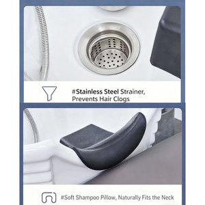 เตียงสระผมหุ้มเบาะหนัง พร้อมที่วางเท้าและอ่างล้าง - Product Image 5