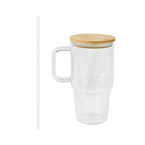 DIY BPA FREE 20Oz High Borosilicate Glass Eco-Friendly Transparent Frosted Travel Car Water Tumbler <b>Bottle</b> With Bamboo Lid Straw - Product Image 1