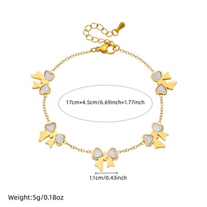 Gold Plated Stainless Steel Bow Pendant Necklace Earrings <b>Bracelet</b> <b>Set</b> Women's Everyday Wear Jewelry Three Piece <b>Set</b> - Product Image 4