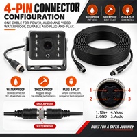 Caméra de recul robuste pour voiture 1080P IR étanche IP69K vision nocturne avec câble connecteur 4 broches pour fourgonnettes et flottes commerciales