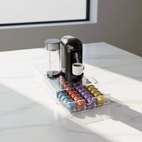 Boîte à capsules de café en acrylique personnalisée écologique avec finition brillante, style tiroir, anti-poussière, 1 étagère, outil de rangement magique pour la cuisine