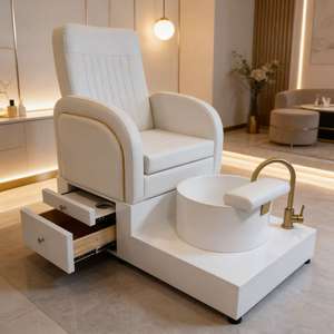 Factory New Style Custom Salon Shop Luxury White pink <b>Gold</b> Led Electrical Massage Foot Spa Bath Beauty Pedicure Chairs - Product Image 1